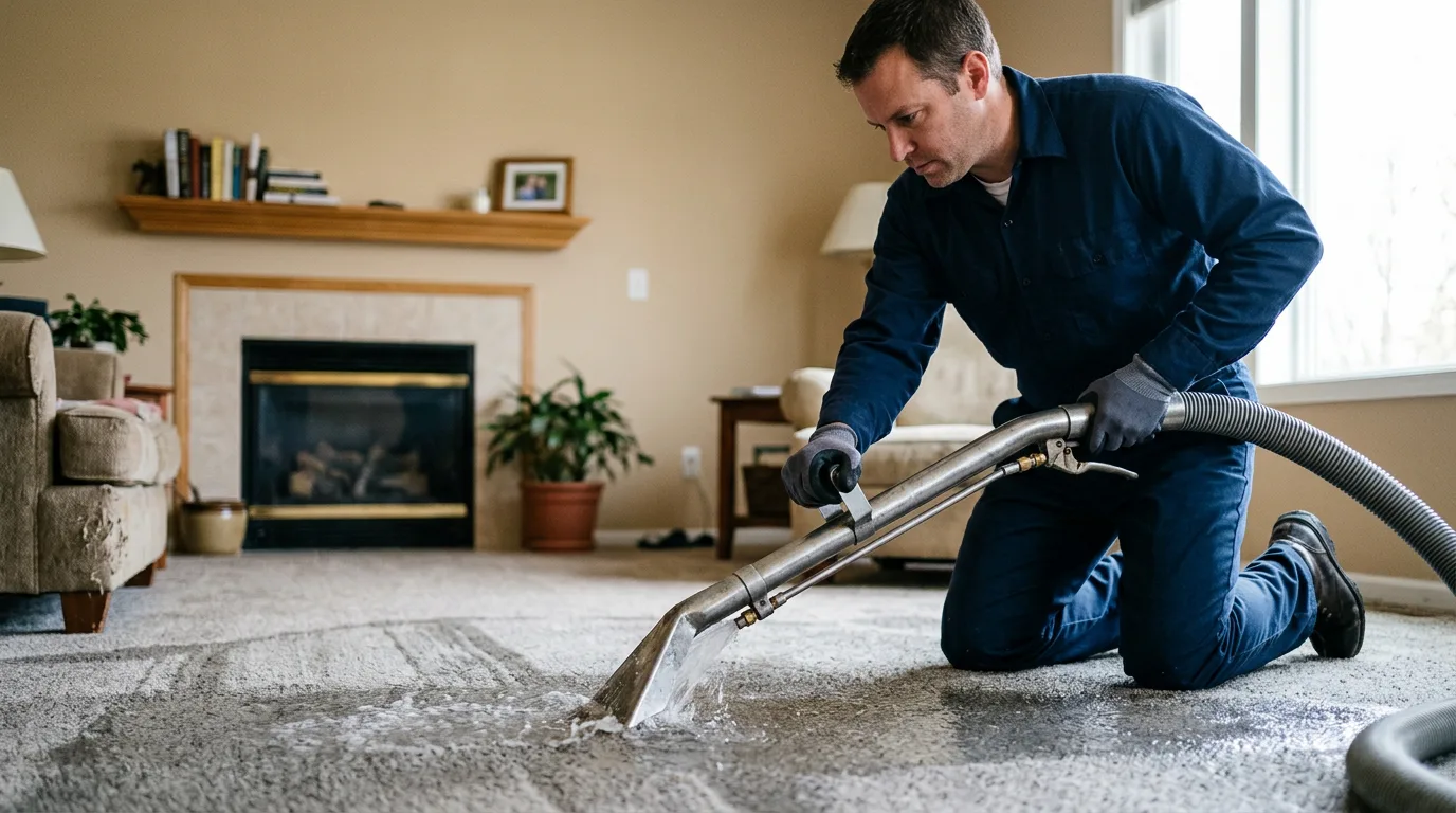 Water damage restoration technician working near Shadyside, OH